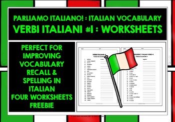 Preview of ITALIAN VERBS WORKSHEETS FREEBIE #1