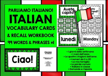 Preview of ITALIAN VOCABULARY CARDS #1