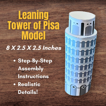 Preview of ITALY Leaning Tower of Pisa Italian Printable 3D Paper Model Diorama Europe