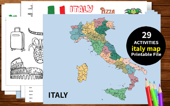 Preview of ITALY Map Printable,ACTIVITIES FOR KIDS, distance learning, Coloring
