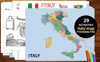 ITALY Map Printable,ACTIVITIES FOR KIDS, distance learning, Coloring