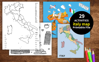 ITALY Map Printable,ACTIVITIES FOR KIDS, distance learning, Coloring