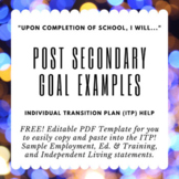 ITP Post Secondary Goal Statements Template