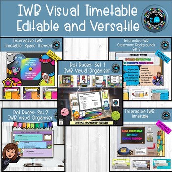 Preview of IWB Editable Visual Schedules- space theme, dot dudes and classroom themed