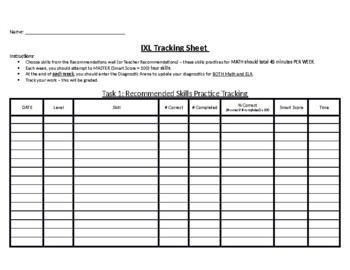 Preview of IXL Activity Tracking Sheet