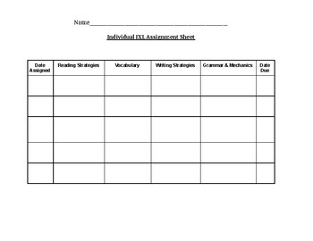 ixl assignment sheet