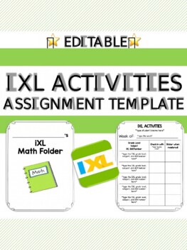 Preview of IXL Math Activities Worksheet Template