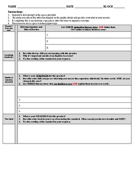 Preview of IXL Practice Ticket: Language Arts or Any Course