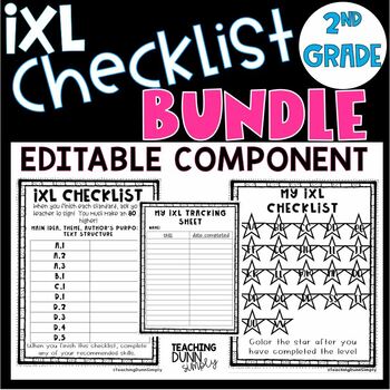 Preview of ixl Checklist - Second Grade BUNDLE
