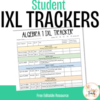 Preview of IXL Student Trackers + Editable - FREE!