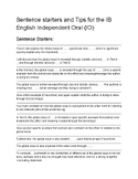 Ib English HL - IO sentence starters and tips