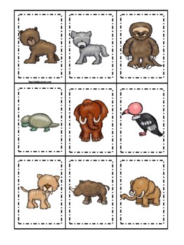 Ice Age Animals themed Memory Matching Preschool Educational Card ...