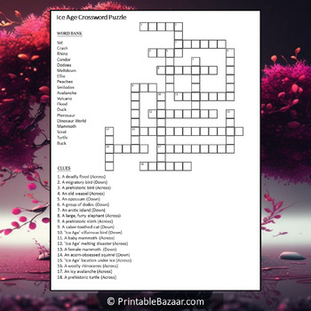 Ice Age Crossword Puzzle Worksheet Activity by Crossword Corner TPT