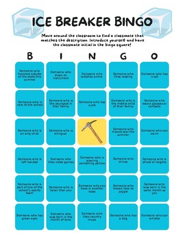 Ice Breaker Bingo by Angelica Magaña | TPT