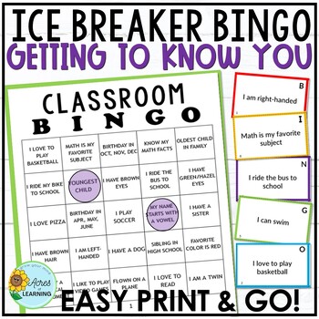 Ice Breaker Bingo | Back to School | Getting to Know You Activity