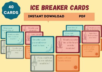 Ice Breaker Cards by Focus to Flourish | TPT