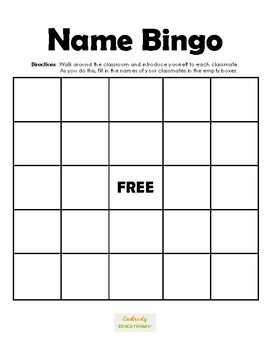 Ice Breaker: Name Bingo by Endlessly Educational | TPT