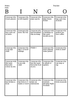 Ice Breakers! HUMAN BINGO by Sabrina Trolio | TPT