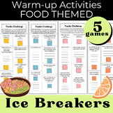 Ice Breakers/Warm Up Activities: Food Themed. 5 Minute Challenges