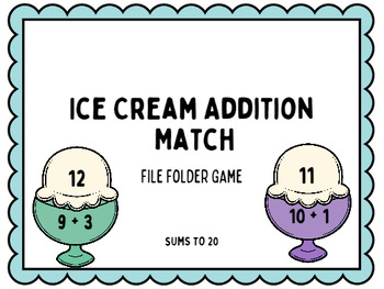 Preview of Ice Cream Addition Match File Folder Game for Autism/Special Education