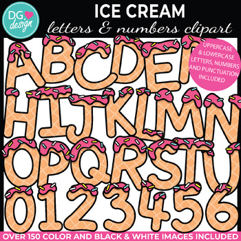 Preview of Ice Cream Alphabet and Numbers Clipart | Bulletin Board Letters | Dessert Font