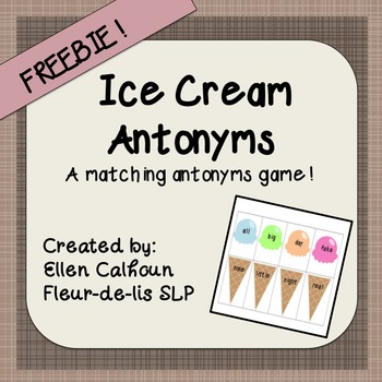 Preview of Ice Cream Antonyms-Matching Game
