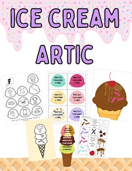 Preview of Ice Cream Articulation - Coloring + Cut/Paste and Games
