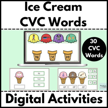 Preview of Ice Cream CVC Words & Word Families Digital Activities for Decoding in Reading