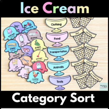 Preview of Ice Cream Category Sorting Vocabulary Activities for Speech and Language Therapy