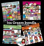 Ice Cream Clip Art Bundle  -Color and B&W- 200 items!