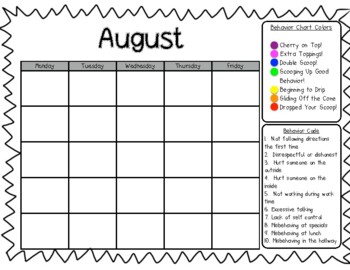 Ice Cream Clip Chart and Monthly Behavior Calendars by Jennifer Winters
