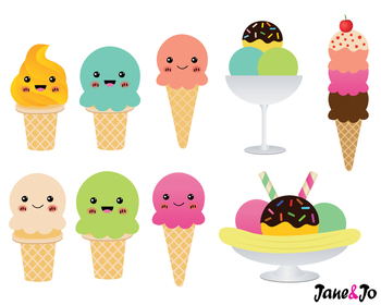 Ice Cream Clipart Ice Cream Cone Clip Art Kawaii Ice Cream Dessert Sweet Clipart