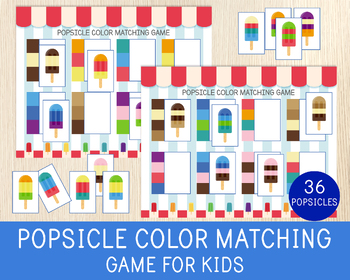 Preview of Ice Cream Color Matching Game, 36 Popsicles, Summer, Color Patterns for Kids