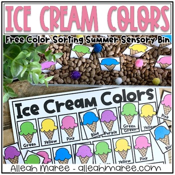 Preview of Ice Cream Color Sorting Summer Sensory Bin FREEBIE