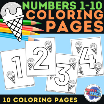 Preview of Ice Cream Coloring Pages | Numbers 1 to 10 | No Prep Print 