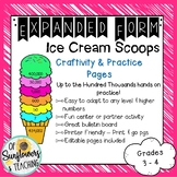 Ice Cream Cone Expanded Form Craftivity & Practice Pages!