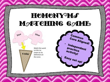 Preview of Homonyms Matching Game