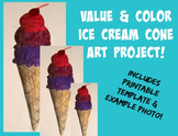 Ice Cream Cone Value and Color Art Project Printable Templ