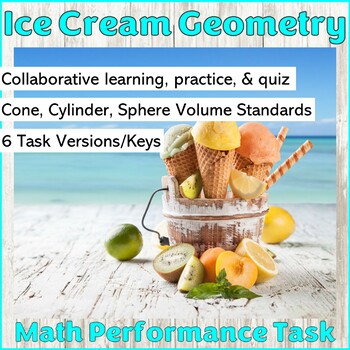 Preview of Sphere Cylinder Cone Composite Volume 8th Grade SBAC Math Performance Task – Ice