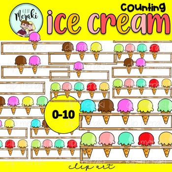 Preview of Ice Cream Counting Clip Art. Wood holder. Contando helados.