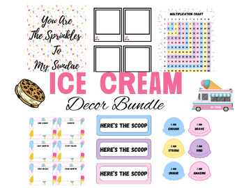 Preview of Ice Cream Decor Bundle * EDITABLE ELEMENTS*
