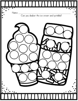 Ice Cream Dobber / Dauber Pages by The Preschool Connection | TPT
