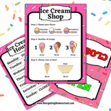 Ice Cream Dramatic Play, Pretend Play Menu for Kitchens and Stores