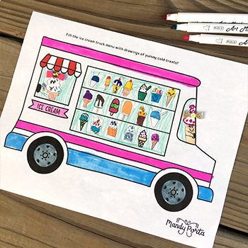 Ice cream truck. Vector hand drawn illustration Stock Vector by  ©kirpmun@hotmail.com 184127462