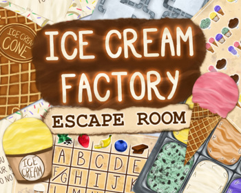 Preview of Ice Cream Factory Escape Room Printable Kit | Treasure Hunt for Kids