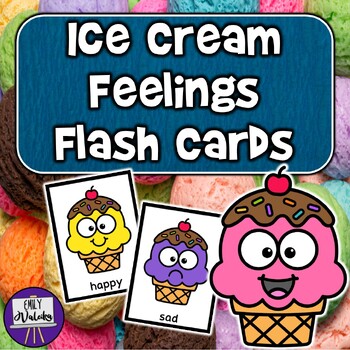 Preview of Ice Cream Feelings Flash Cards - Summer Emotions for PreK Kinder SEL, Special Ed