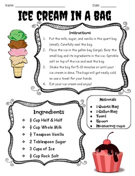 Ice Cream In A Bag Recipe By Learning Flamingos Tpt