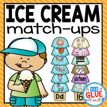 Preview of Ice Cream Matching Games | Literacy & Math Summer Games | Ice Cream Crafts