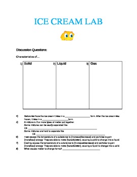 Preview of Ice Cream Lab Lesson Plan
