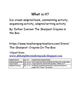 Preview of Ice Cream Language Arts-Special Education